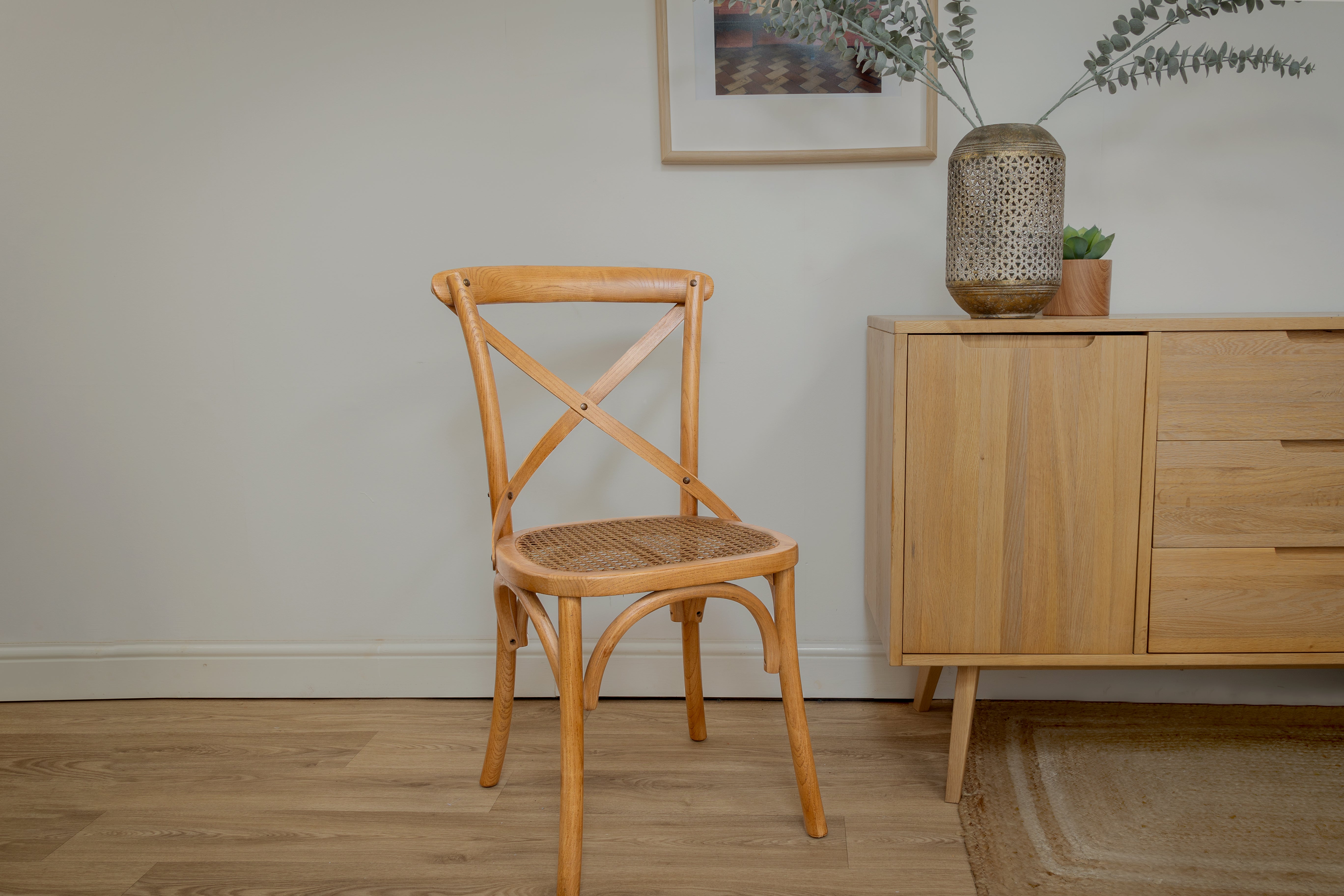 Gainsborough Brown X-back Dining Chair with Rattan Seat